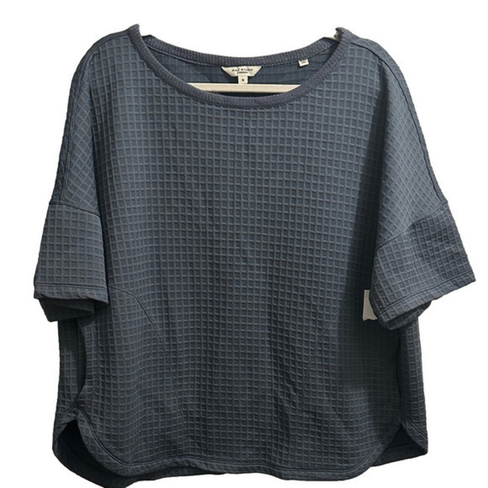 Max Studio Slate Blue Textured Short Sleeve Tee